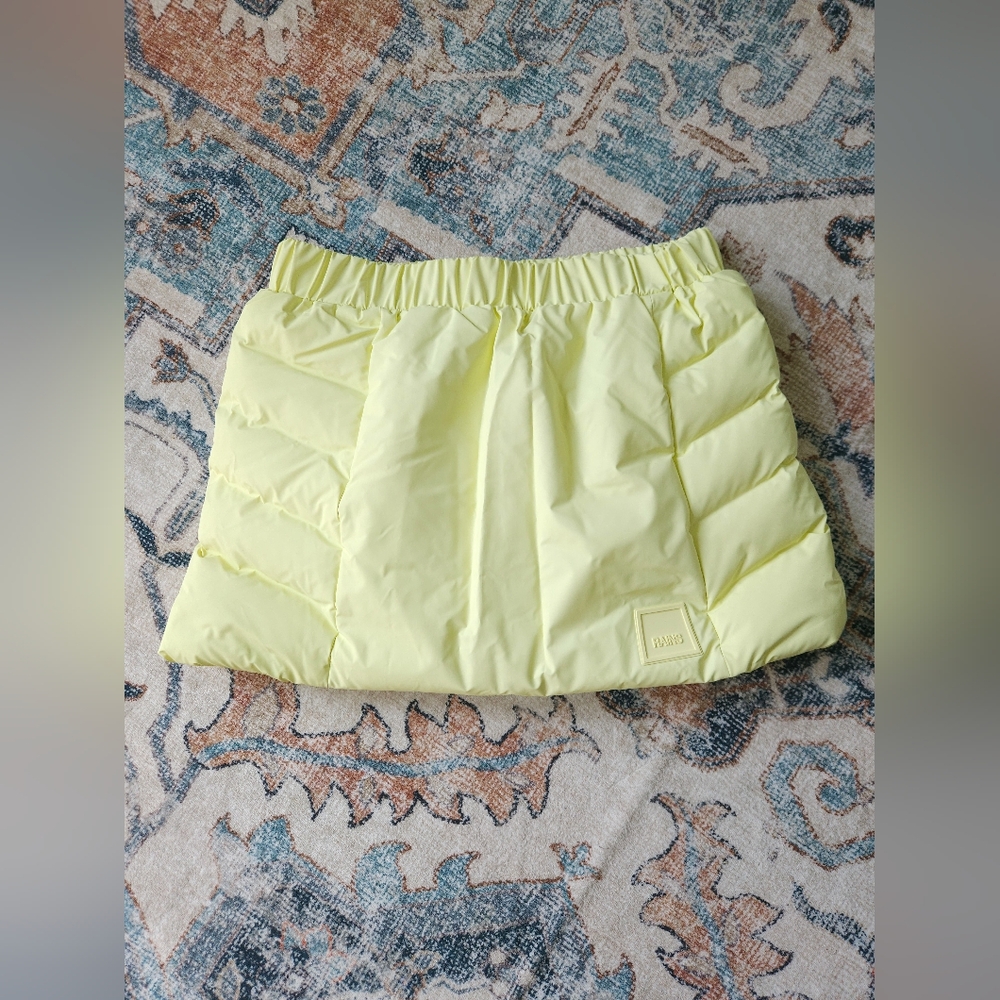 NWT Rains Yellow Puffer Mini Skirt Medium